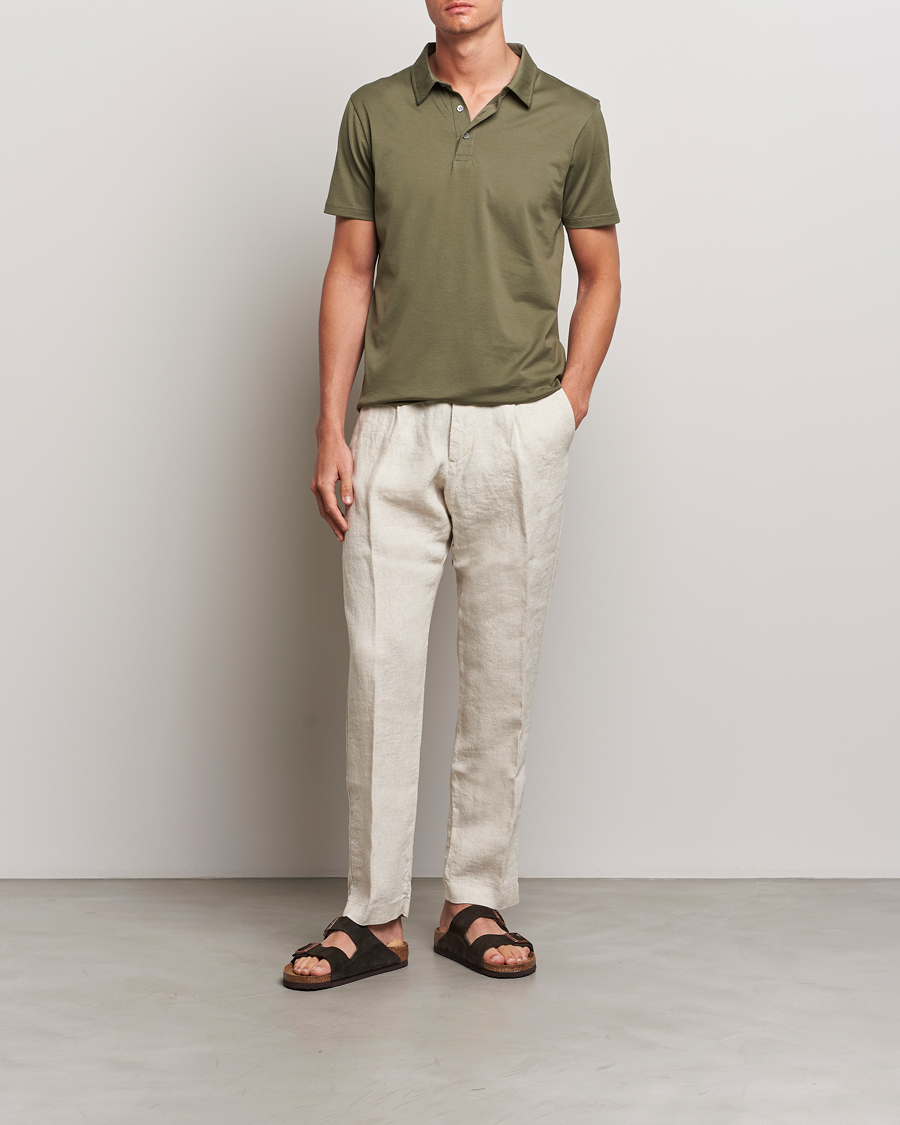 Homme | Polos | Sunspel | Cotton Jersey Polo Khaki
