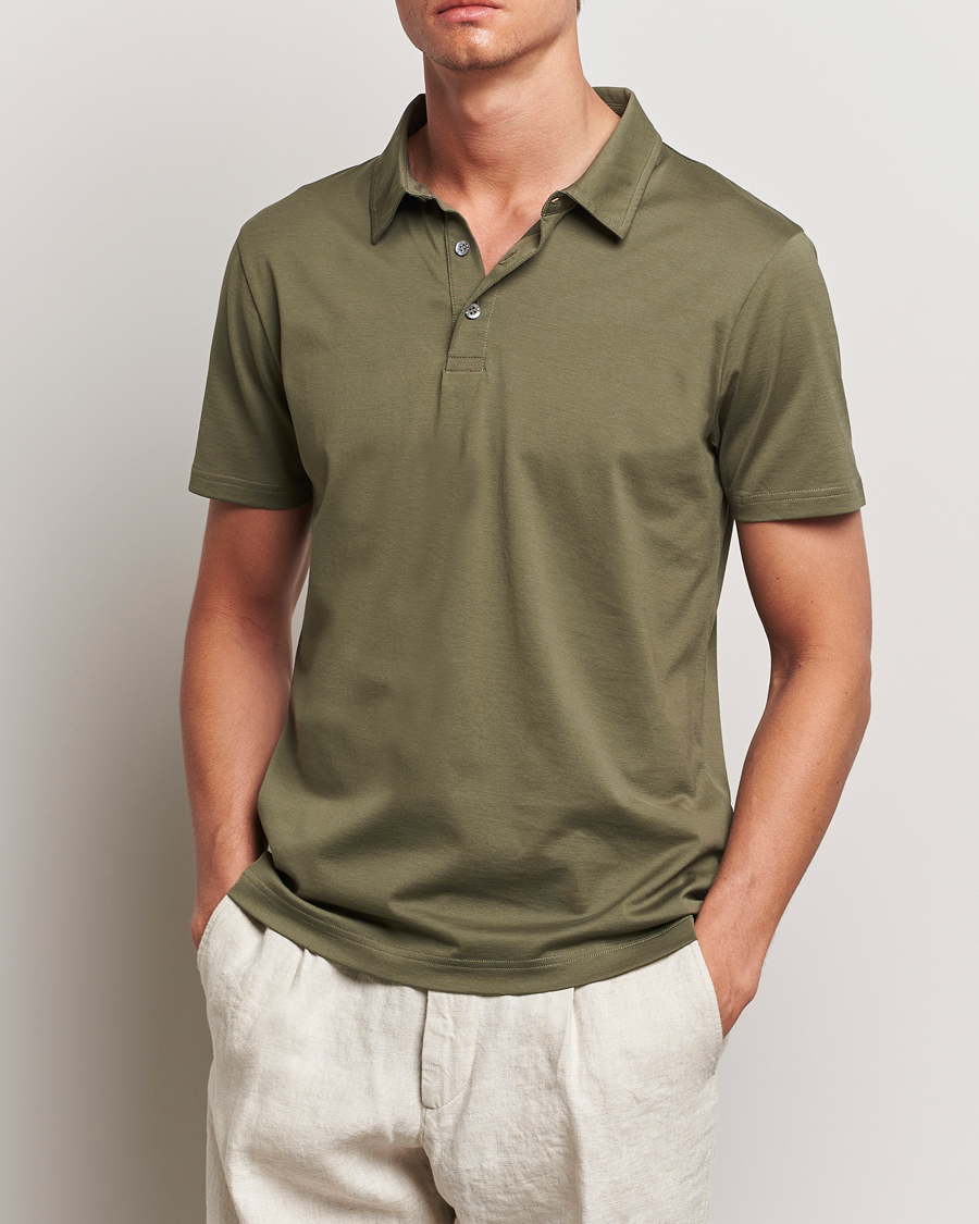 Homme | Polos | Sunspel | Cotton Jersey Polo Khaki