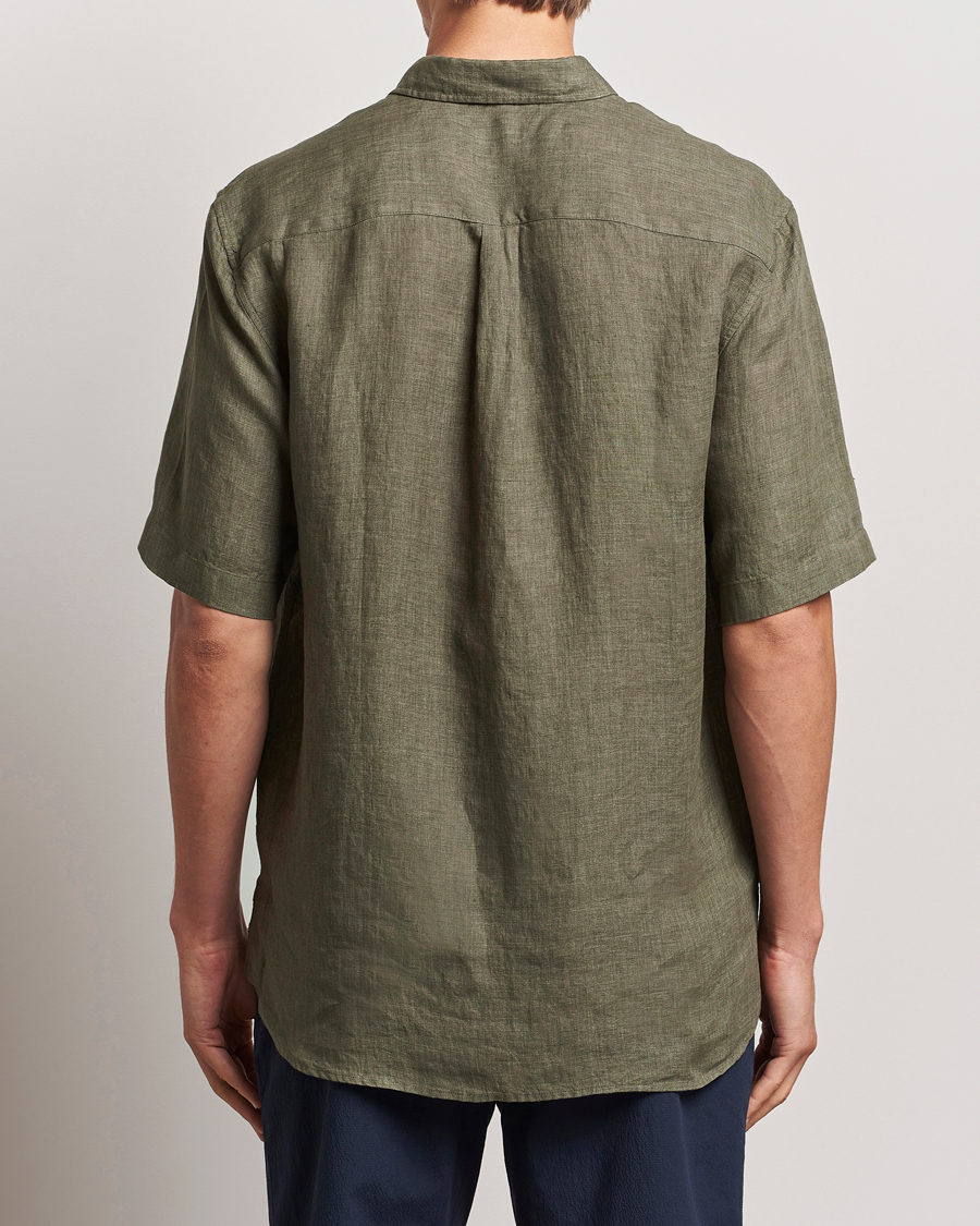 Homme | Chemises | Sunspel | Short Sleeved Linen Shirt Khaki