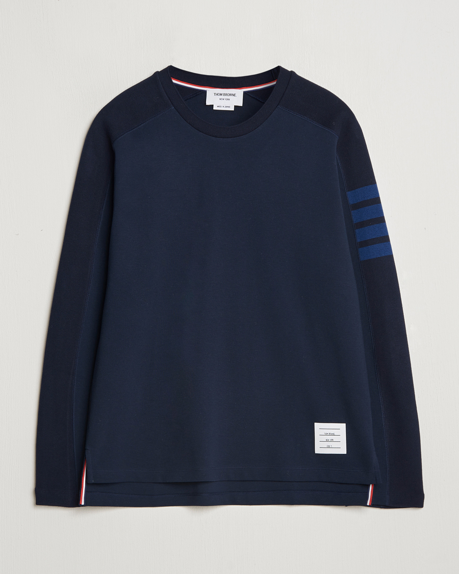 Homme | T-shirts | Thom Browne | Long Sleeve 4-Bar T-Shirt Navy