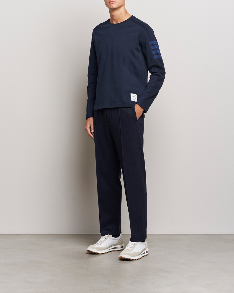 Homme | T-shirts | Thom Browne | Long Sleeve 4-Bar T-Shirt Navy