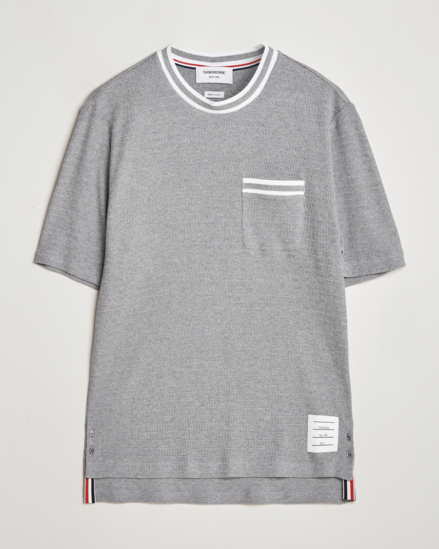 Homme | T-shirts | Thom Browne | Short Sleeve Contrast T-Shirt Light Grey
