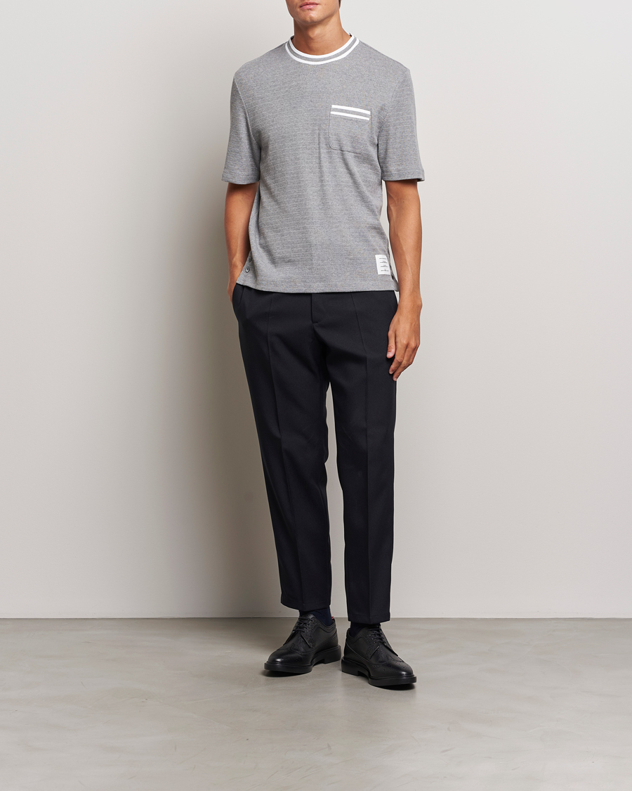 Homme | T-shirts | Thom Browne | Short Sleeve Contrast T-Shirt Light Grey
