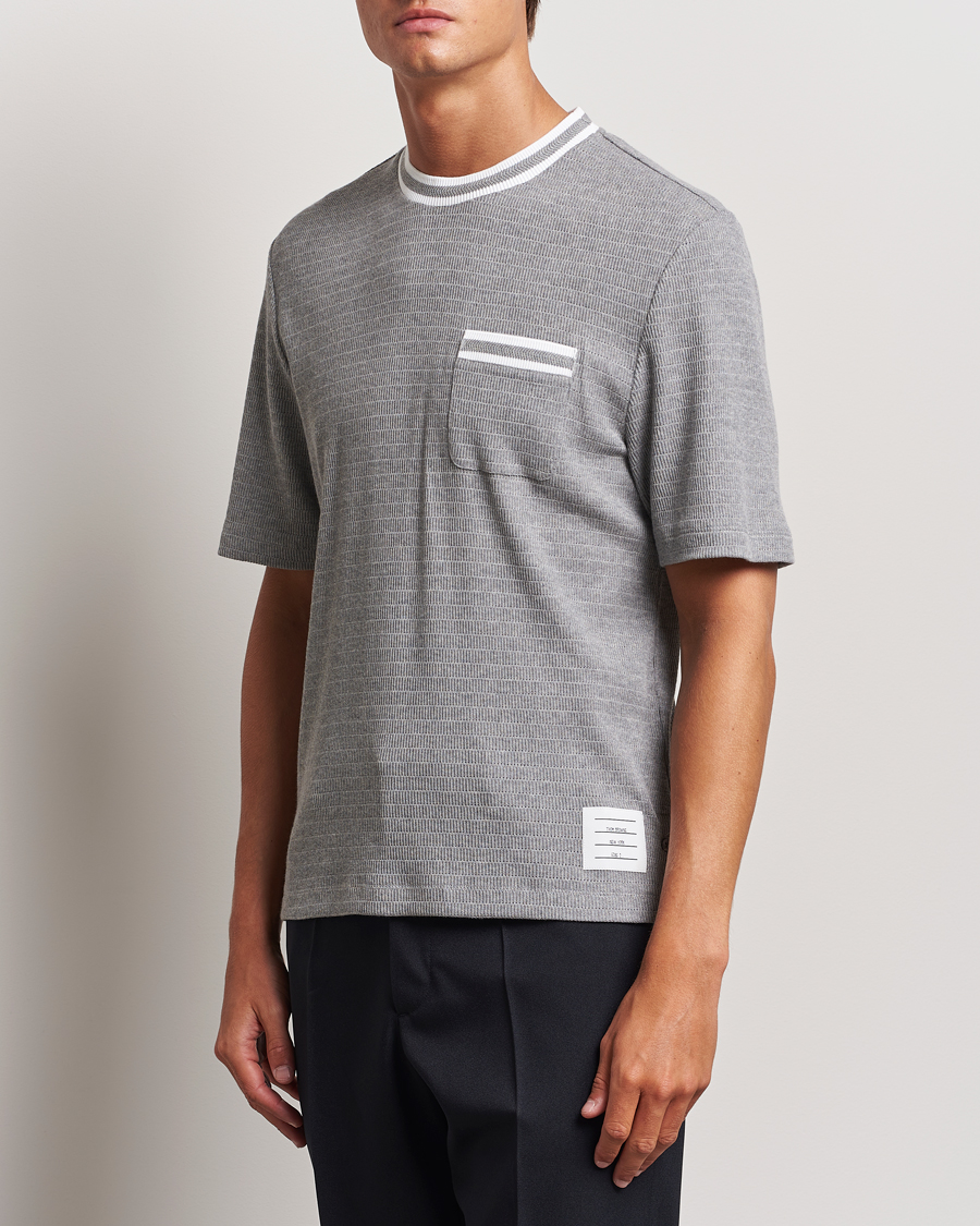 Homme | T-shirts | Thom Browne | Short Sleeve Contrast T-Shirt Light Grey
