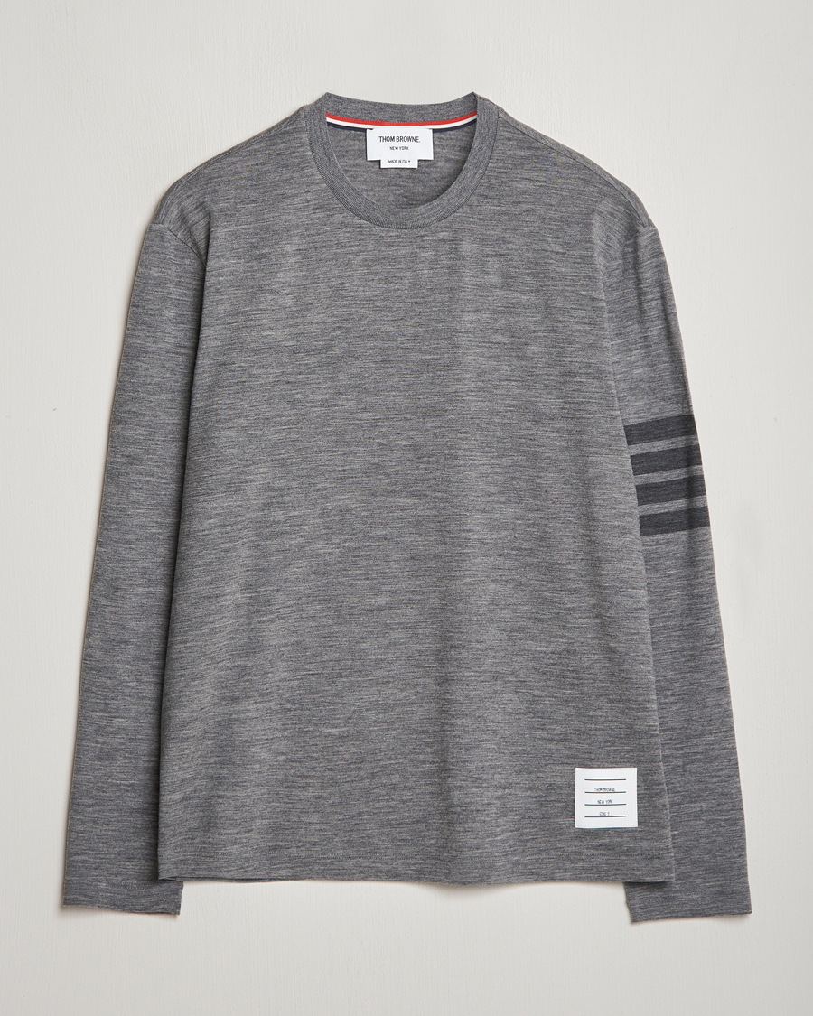 Homme | T-shirts | Thom Browne | Long Sleeve Wool Jersey T-Shirt Medium Grey