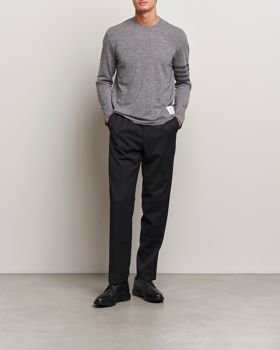 Homme | T-shirts | Thom Browne | Long Sleeve Wool Jersey T-Shirt Medium Grey