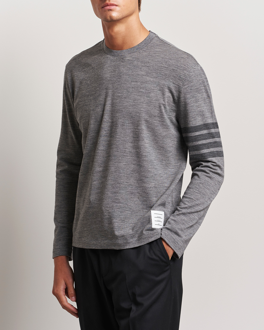 Homme | T-shirts | Thom Browne | Long Sleeve Wool Jersey T-Shirt Medium Grey