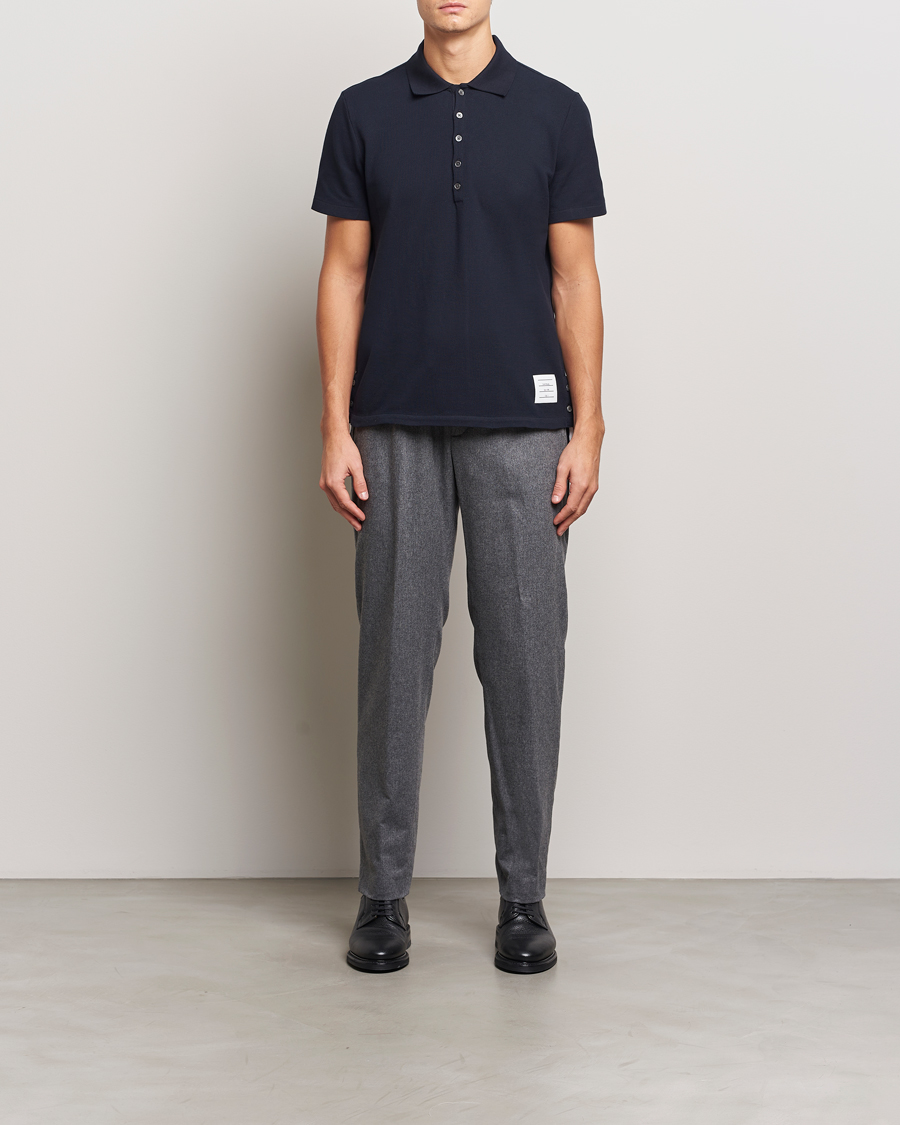 Homme | Polos | Thom Browne | Relaxed Fit Short Sleeve Polo Navy