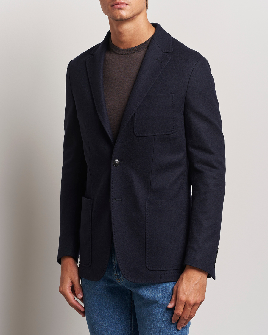 Homme | Blazers | Canali | Soft Wool Jersey Blazer Navy