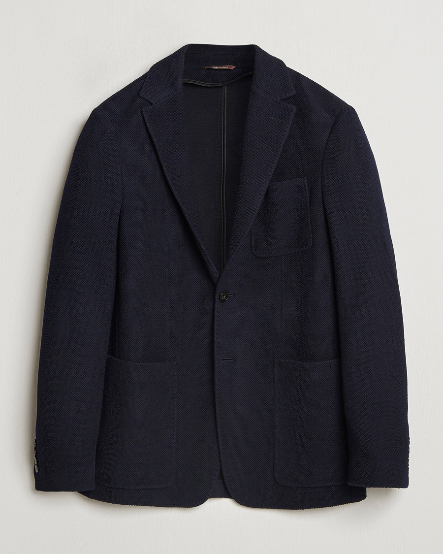 Homme | Blazers | Canali | Structured Wool Jersey Blazer Navy