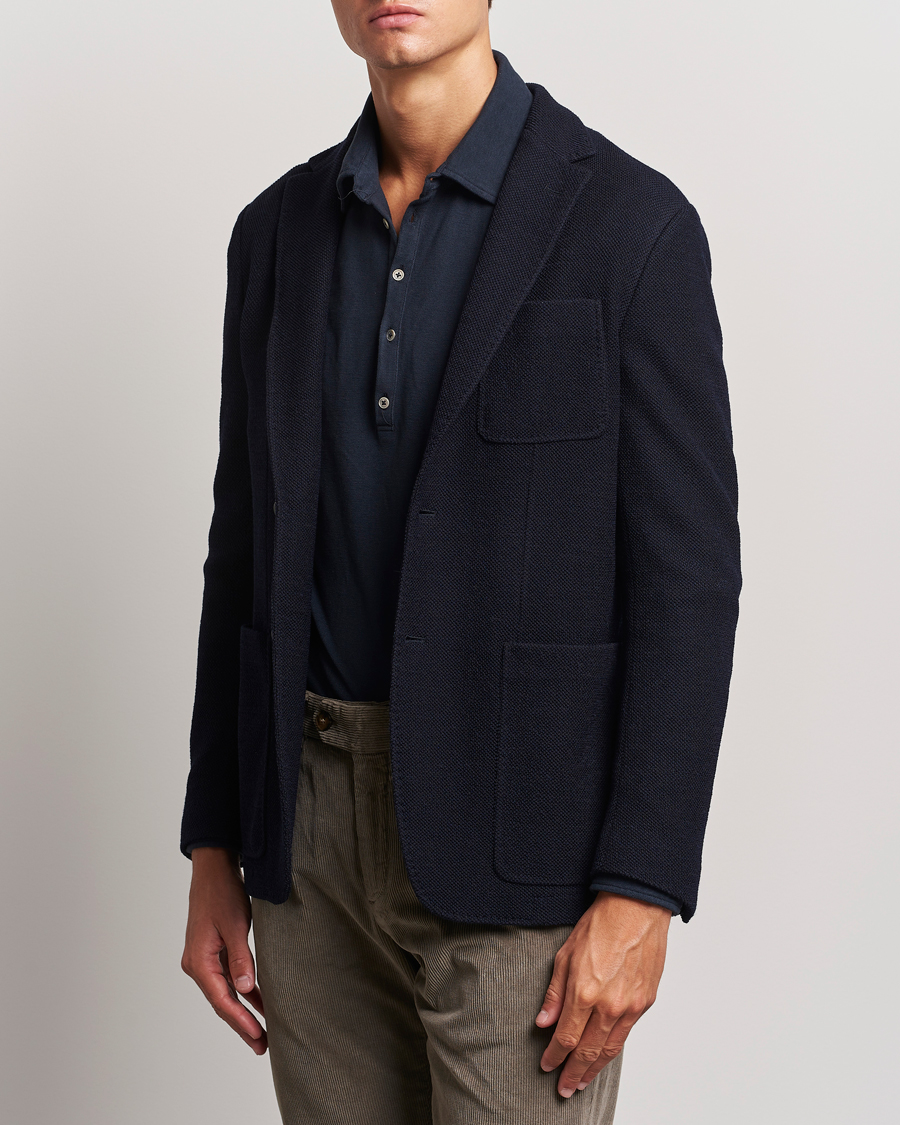 Homme | Blazers | Canali | Structured Wool Jersey Blazer Navy