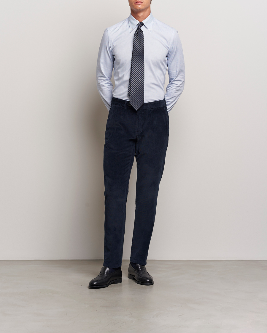 Homme | Pantalons | Canali | Slim Fit Corduroy Trousers Navy