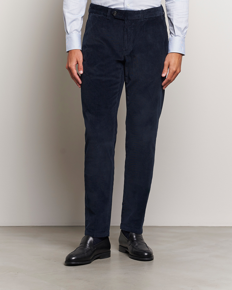 Homme | Pantalons | Canali | Slim Fit Corduroy Trousers Navy