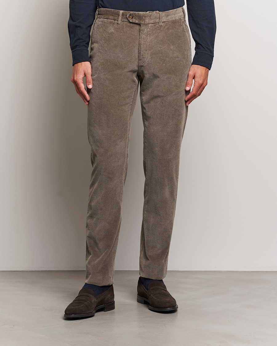 Homme | Pantalons | Canali | Slim Fit Corduroy Trousers Taupe