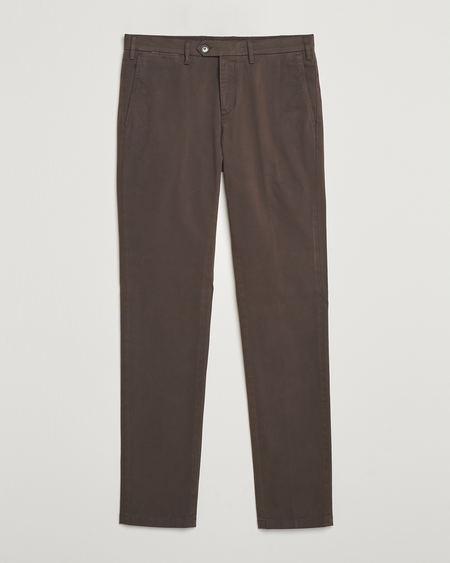 Homme | Pantalons | Canali | Cotton Stretch Trousers Brown