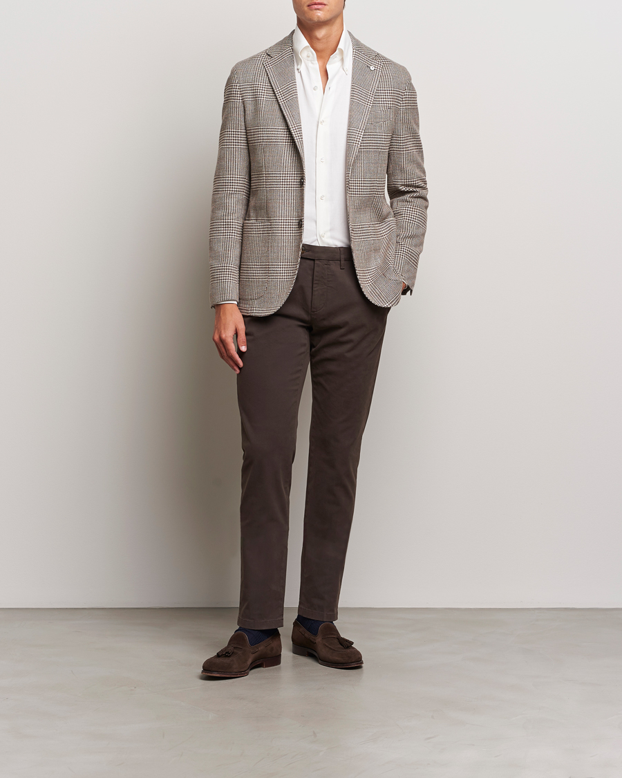 Homme | Pantalons | Canali | Cotton Stretch Trousers Brown