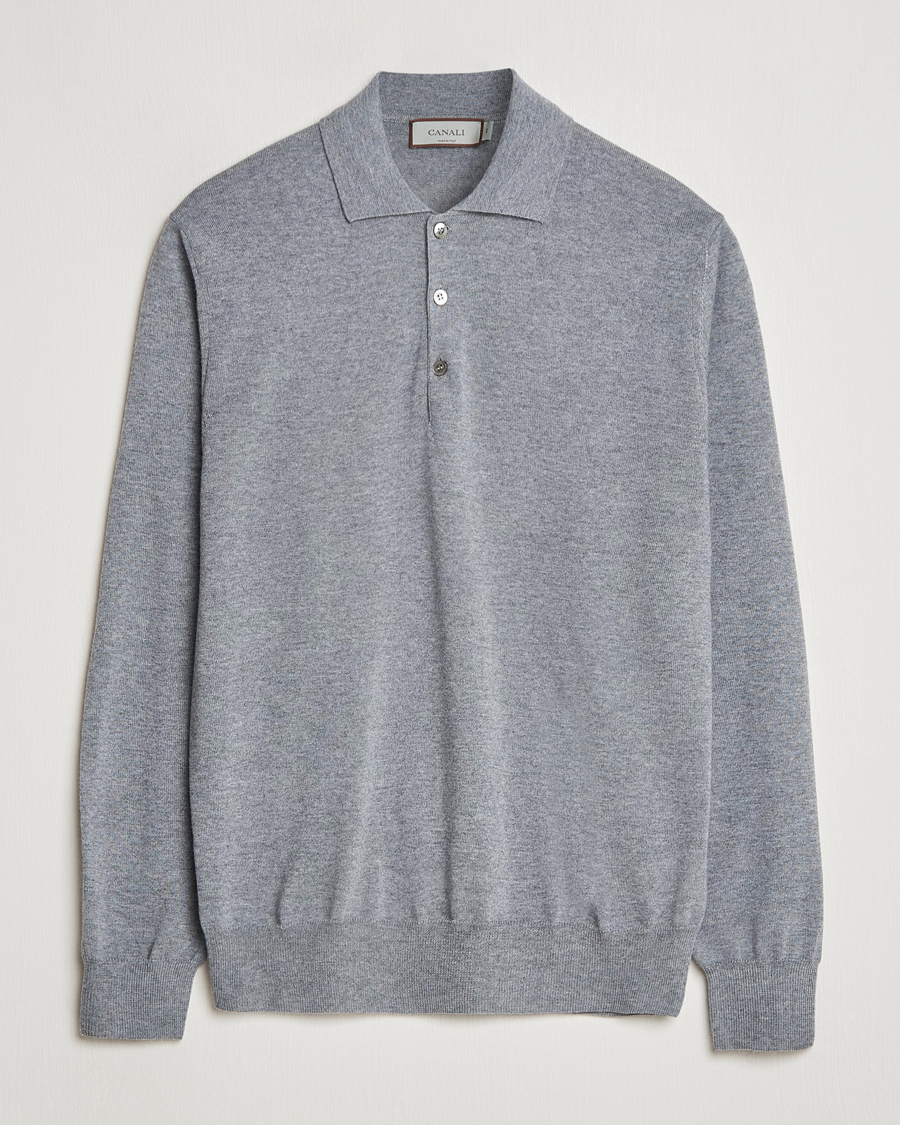 Homme | Pulls Et Tricots | Canali | Merino Wool Knitted Polo Light Grey