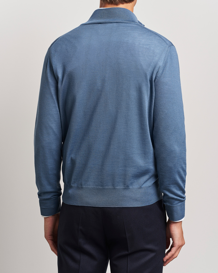 Homme | Pulls Et Tricots | Canali | Merino Wool Half Zip Light Blue