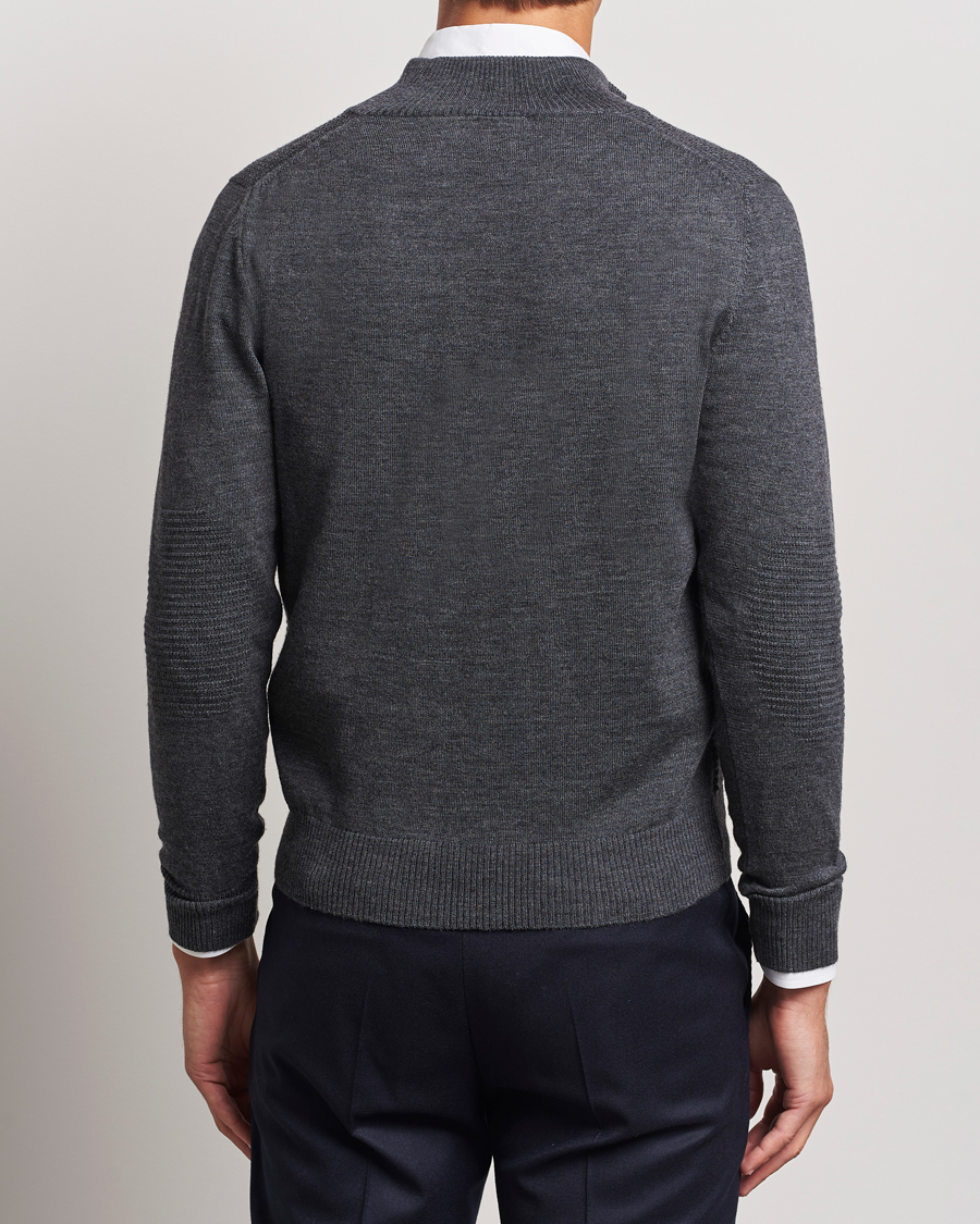 Homme | Pulls Et Tricots | Canali | Textured Knit Half Zip Charcoal