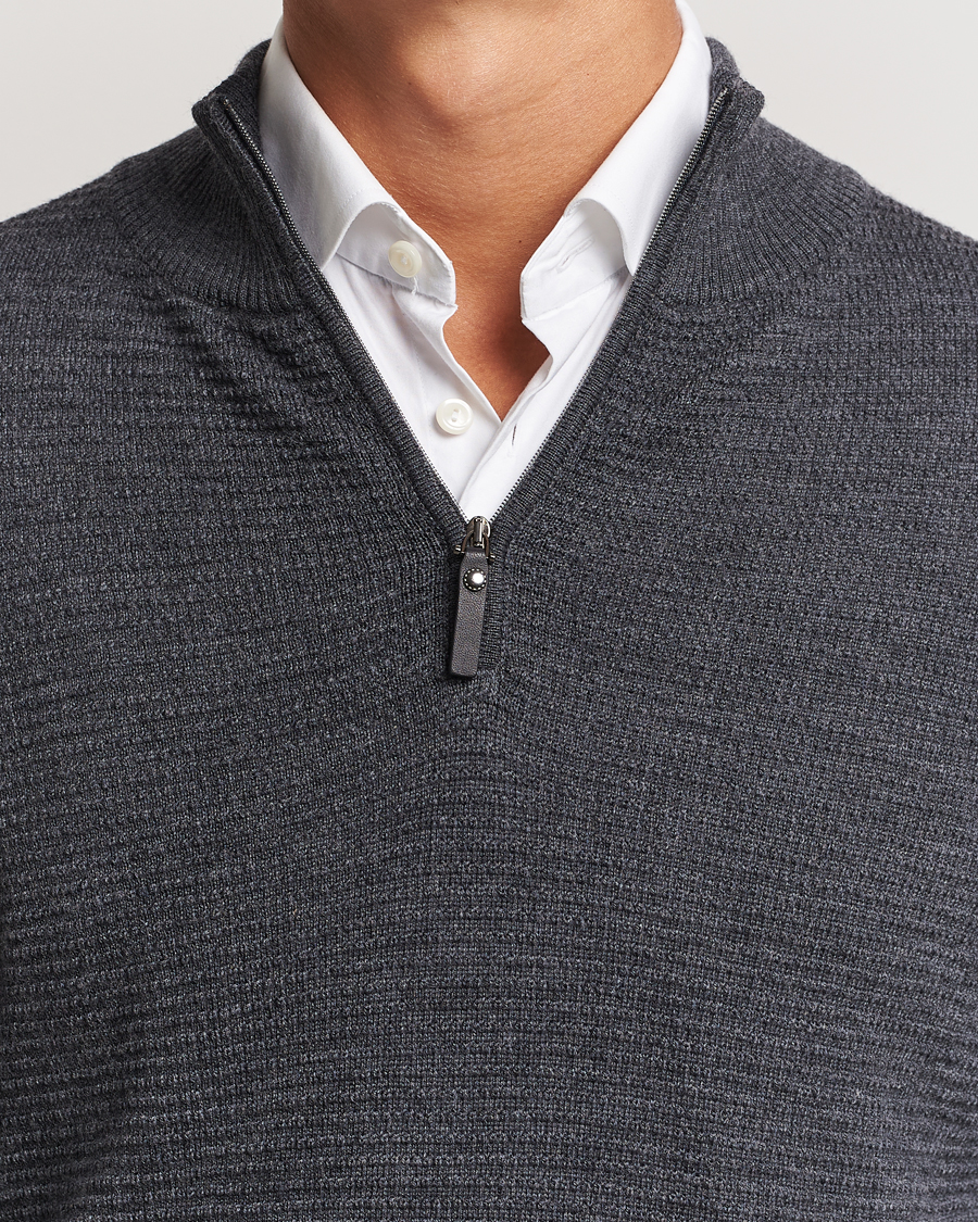 Homme | Pulls Et Tricots | Canali | Textured Knit Half Zip Charcoal