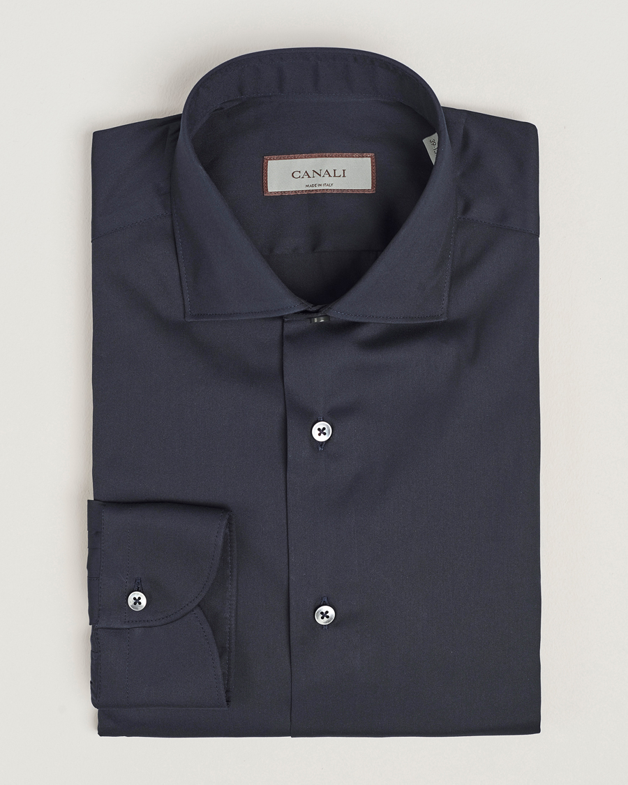 Homme | Chemises | Canali | Slim Fit Cotton/Stretch Shirt Navy