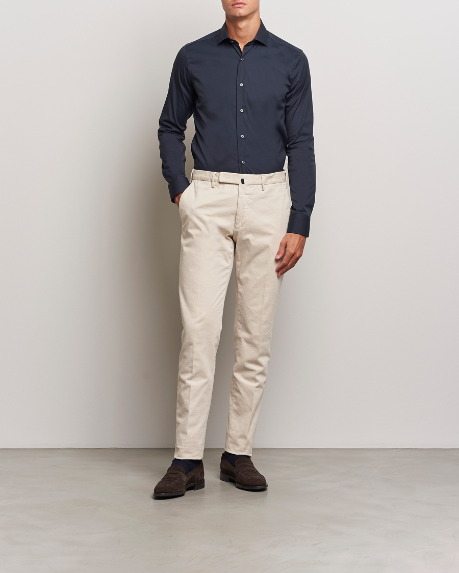 Homme | Chemises | Canali | Slim Fit Cotton/Stretch Shirt Navy