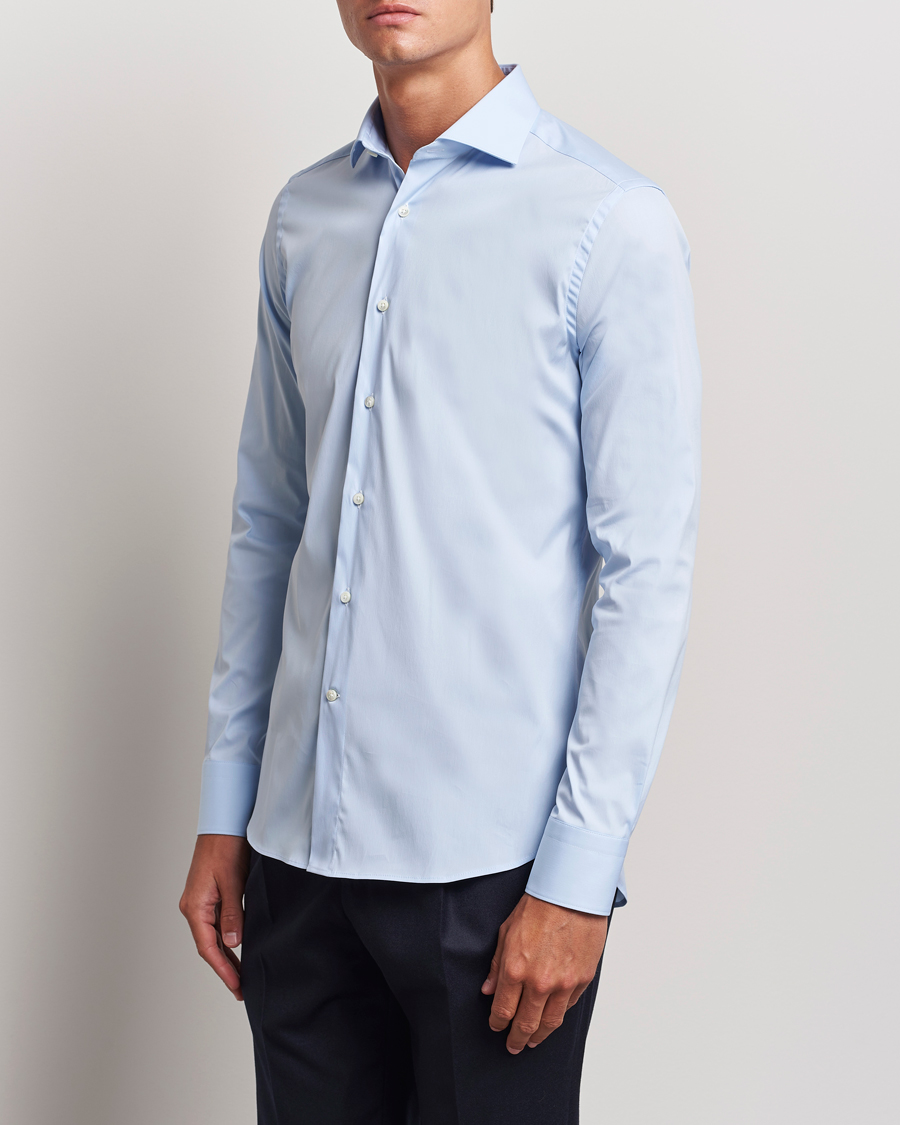 Homme | Chemises | Canali | Slim Fit Cotton/Stretch Shirt Light Blue