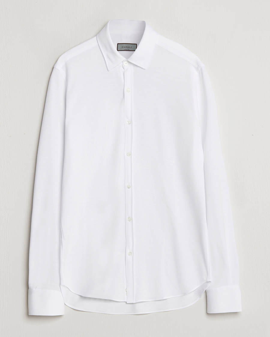 Homme | Chemises | Canali | Slim Fit Stretch Piquet Shirt White