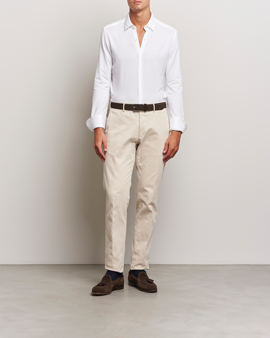Homme | Chemises | Canali | Slim Fit Stretch Piquet Shirt White