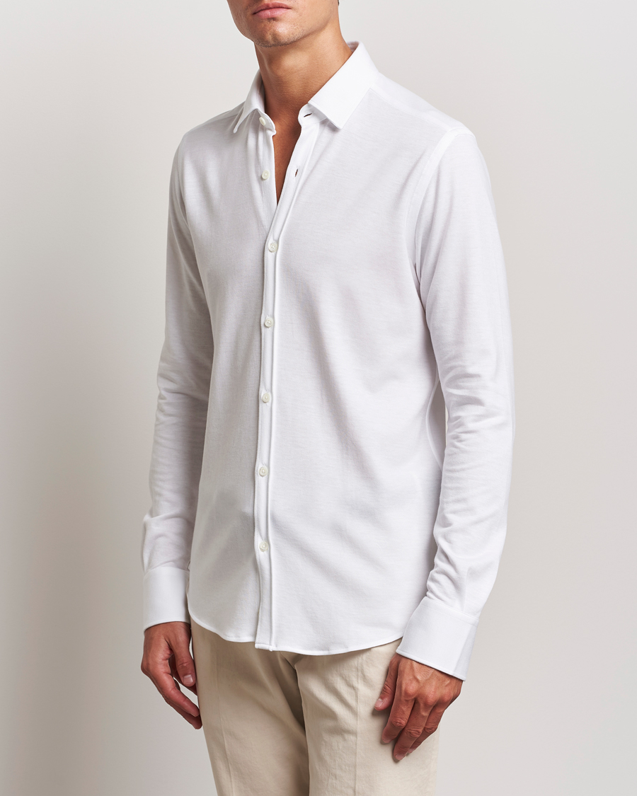 Homme | Chemises | Canali | Slim Fit Stretch Piquet Shirt White