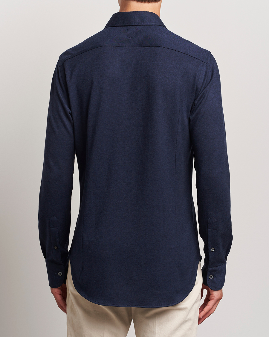 Homme | Chemises | Canali | Slim Fit Stretch Piquet Shirt Navy