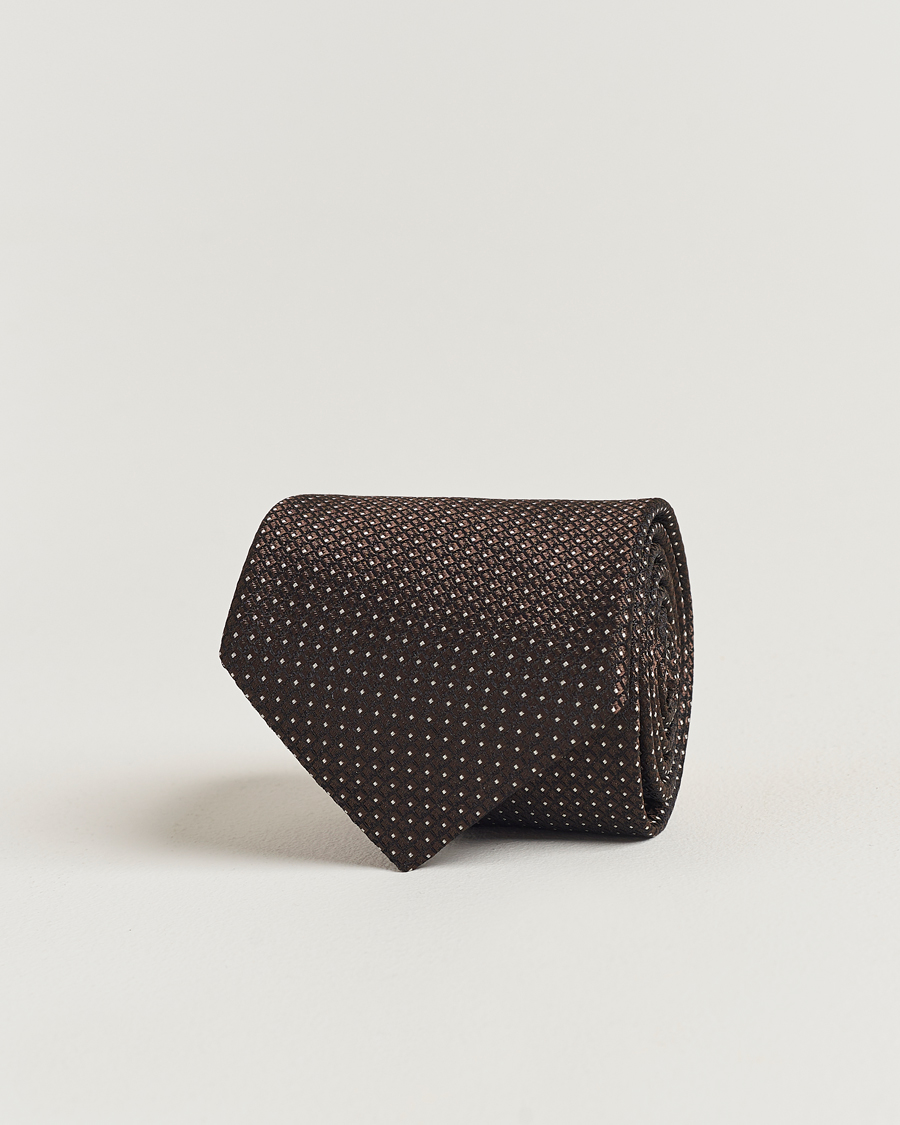 Homme | Canali Micro Dot Silk Tie Brown | Canali | Micro Dot Silk Tie Brown