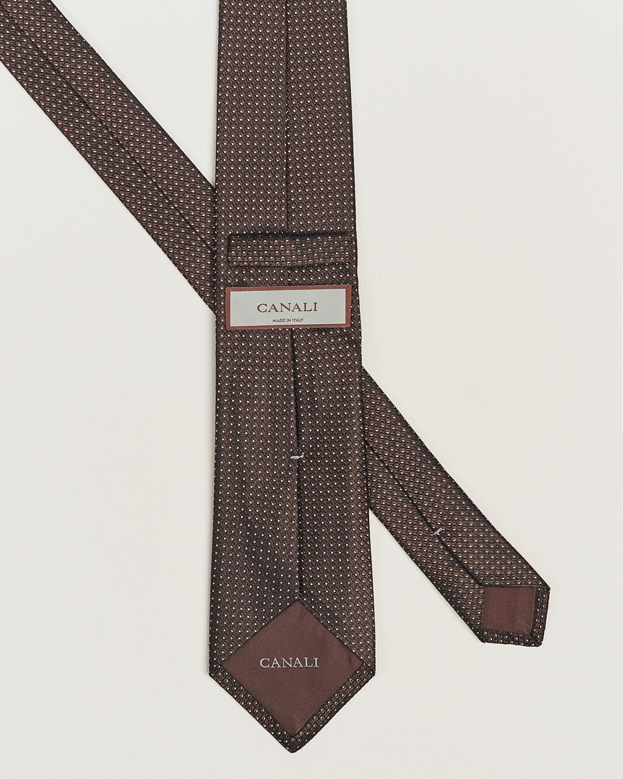 Homme | Canali Micro Dot Silk Tie Brown | Canali | Micro Dot Silk Tie Brown