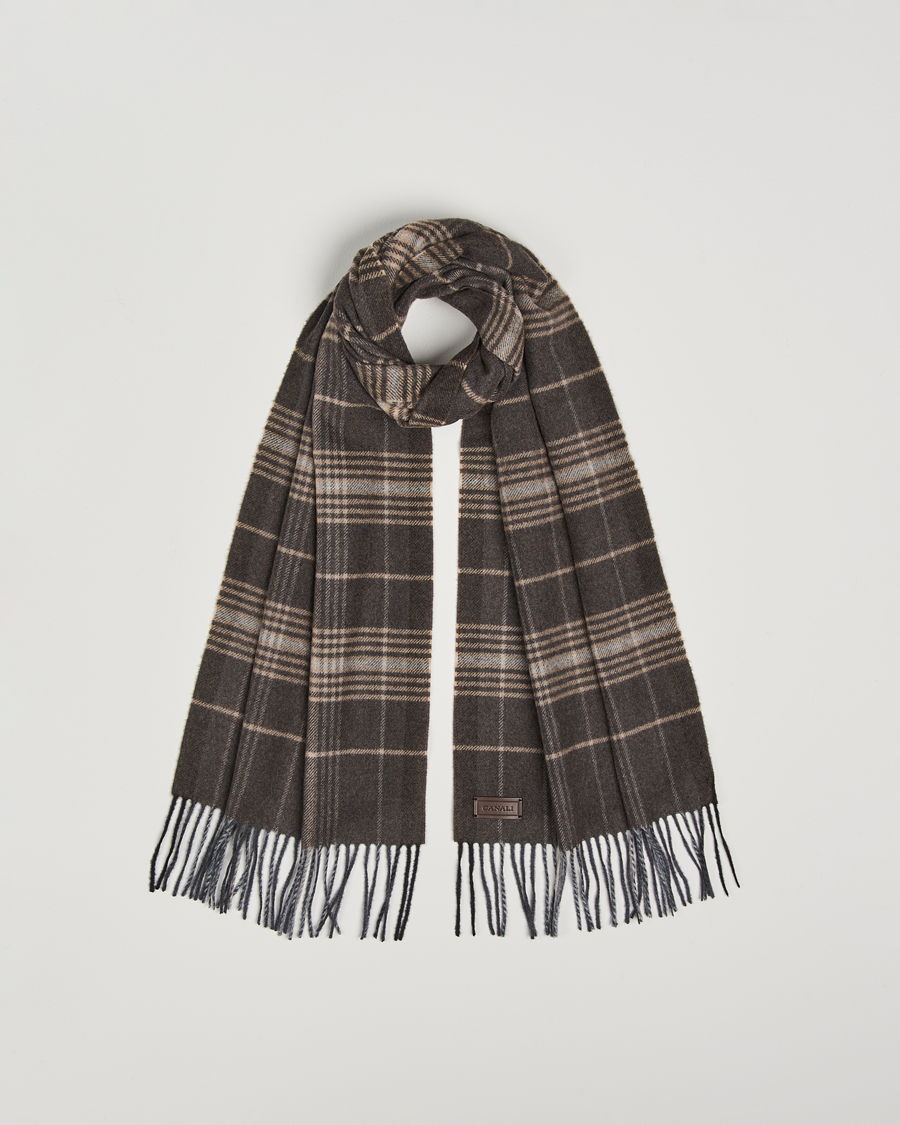 Homme | Canali Check Wool Scarf Brown/Beige | Canali | Check Wool Scarf Brown/Beige