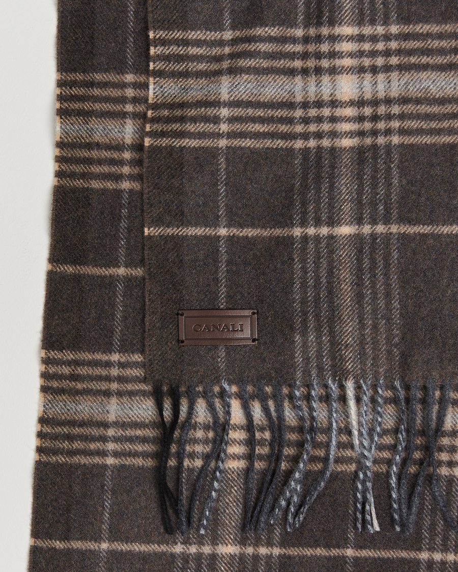 Homme | Canali Check Wool Scarf Brown/Beige | Canali | Check Wool Scarf Brown/Beige