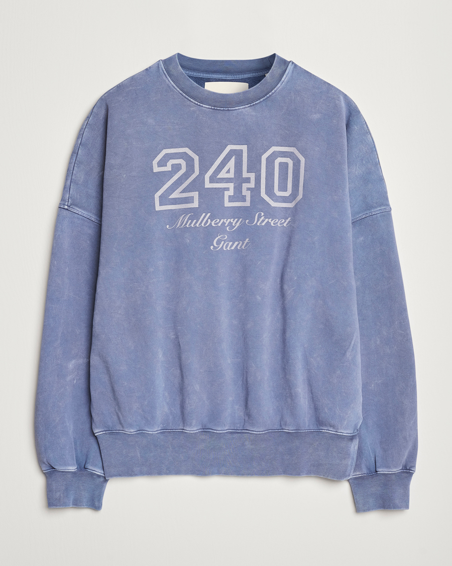 Homme | Pulls Et Tricots | GANT 240 Mulberry Street | Vintage Washed Crew Neck Sweatshirt Dusty Blue Sea