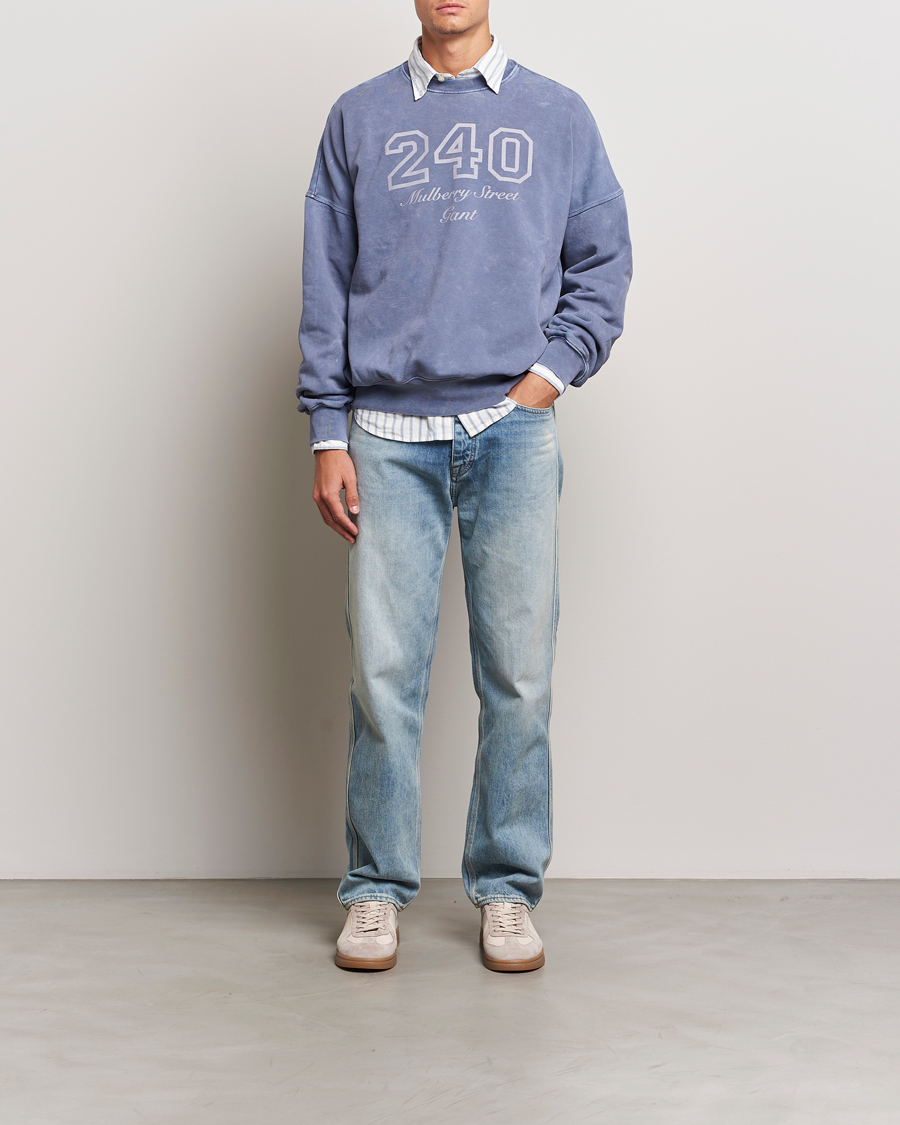 Homme | Pulls Et Tricots | GANT 240 Mulberry Street | Vintage Washed Crew Neck Sweatshirt Dusty Blue Sea