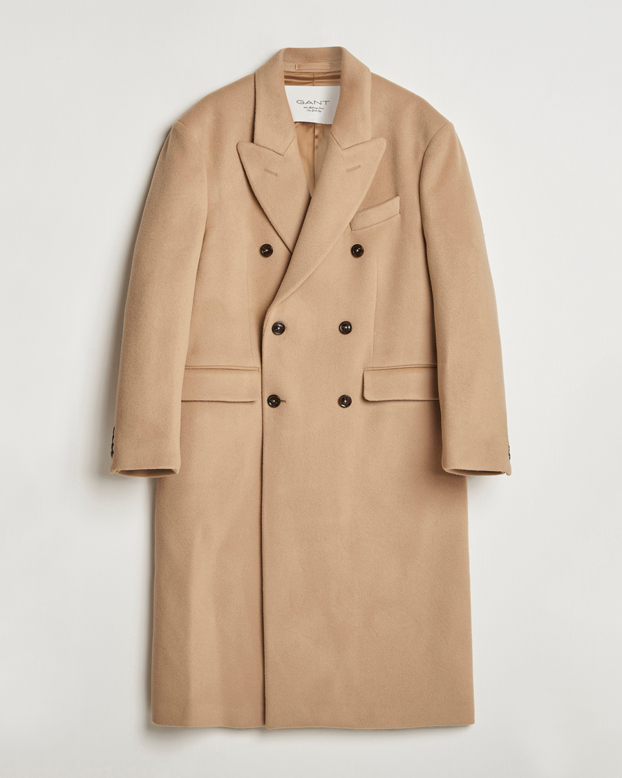 Homme | Manteaux Et Vestes | GANT 240 Mulberry Street | Double Breasted Wool Coat Mustard Beige