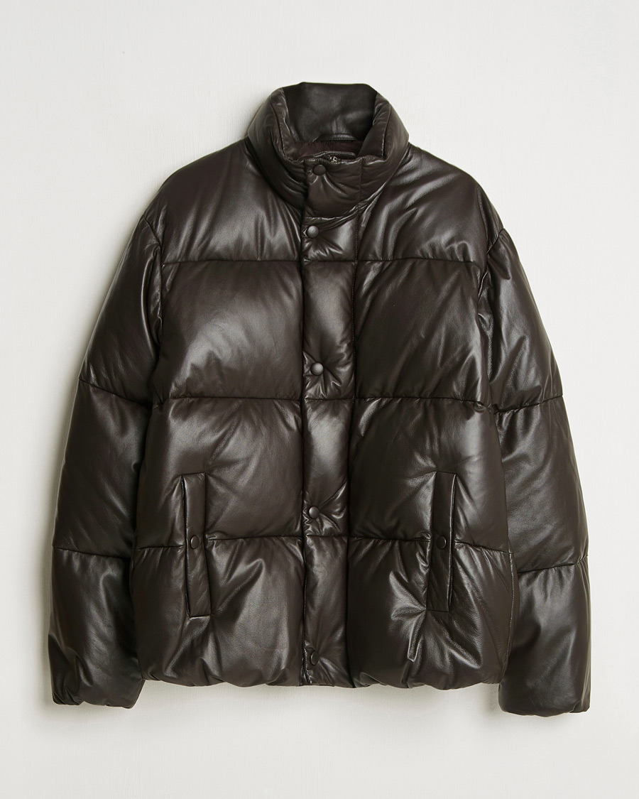 Homme | Manteaux Et Vestes | GANT 240 Mulberry Street | Leather Down Puffer Jacket Deep Brown