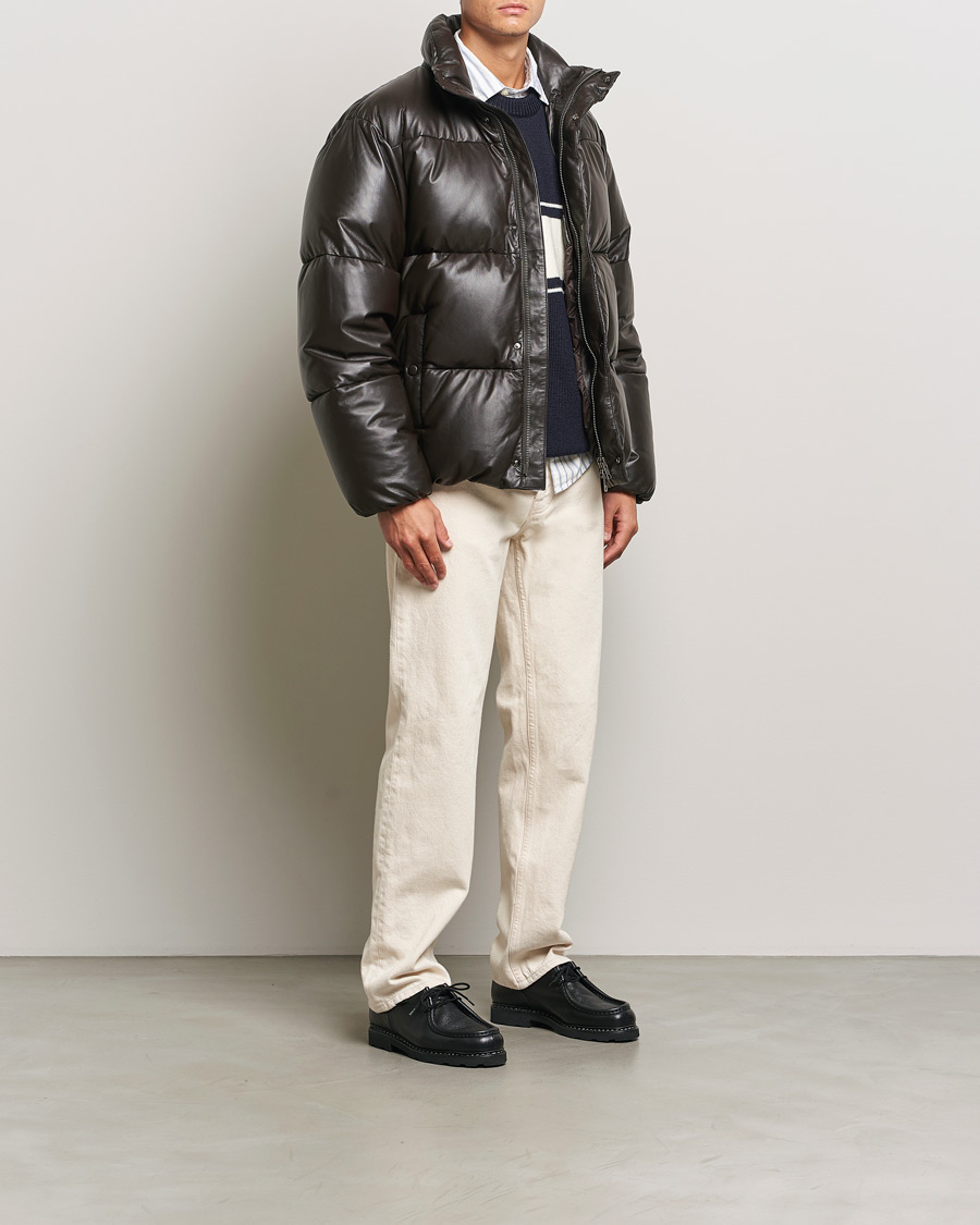 Homme | Manteaux Et Vestes | GANT 240 Mulberry Street | Leather Down Puffer Jacket Deep Brown