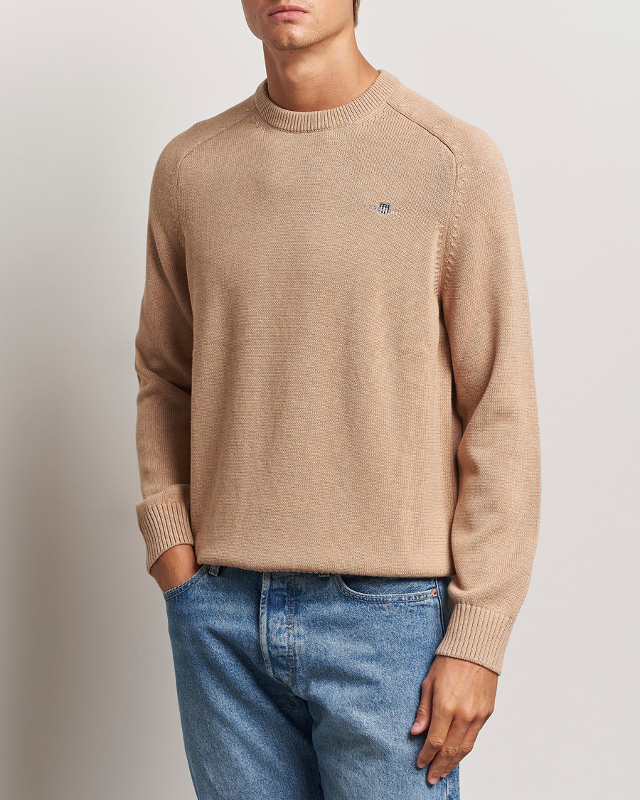 Homme | Pulls Et Tricots | GANT | Casual Cotton Saddle C-neck Khaki Melange