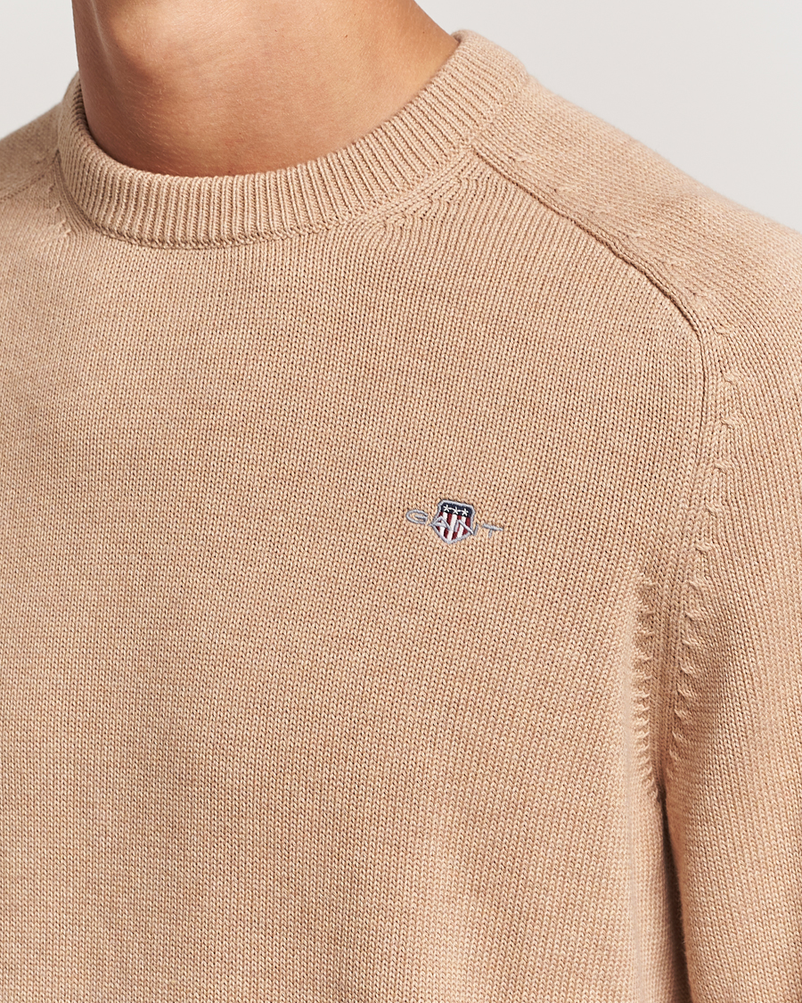 Homme | Pulls Et Tricots | GANT | Casual Cotton Saddle C-neck Khaki Melange