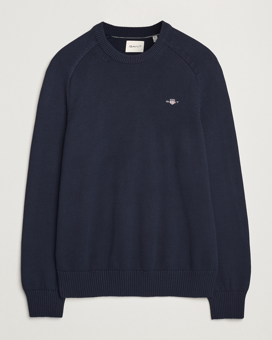 Homme | Pulls Et Tricots | GANT | Casual Cotton Saddle C-neck Evening Blue