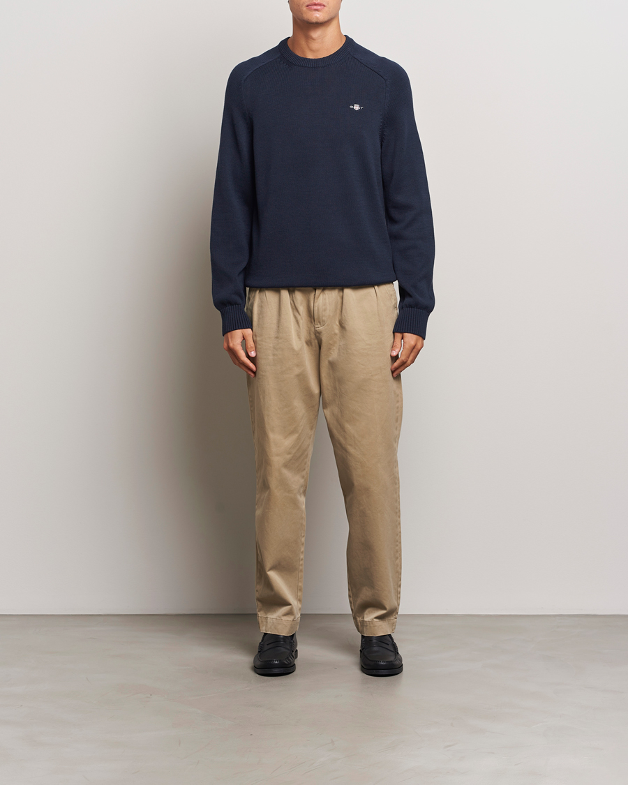 Homme | Pulls Et Tricots | GANT | Casual Cotton Saddle C-neck Evening Blue