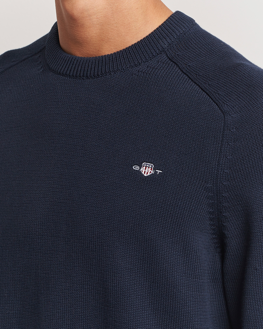 Homme | Pulls Et Tricots | GANT | Casual Cotton Saddle C-neck Evening Blue
