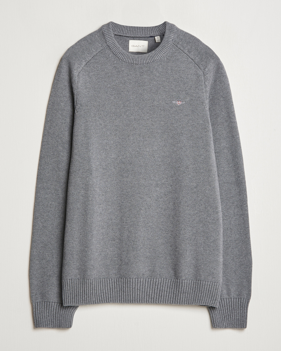 Homme | Pulls Et Tricots | GANT | Casual Cotton Saddle C-neck Dark Grey Melange