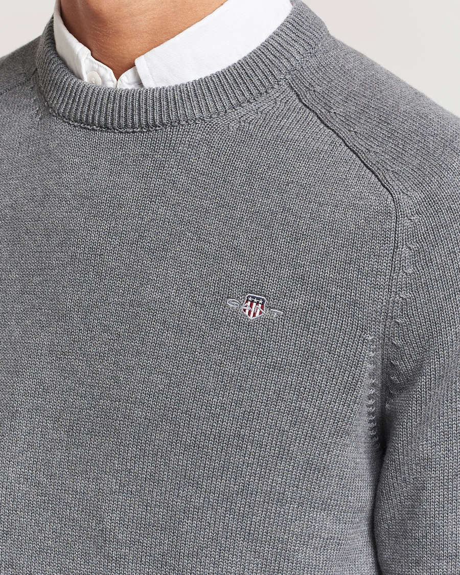 Homme | Pulls Et Tricots | GANT | Casual Cotton Saddle C-neck Dark Grey Melange