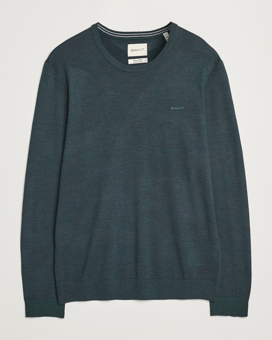 Homme | Pulls Et Tricots | GANT | Extrafine Merino Wool C-Neck Tartan Green