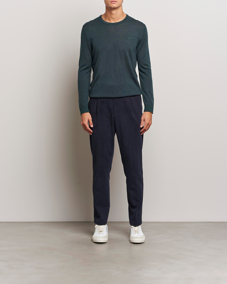 Homme | Pulls Et Tricots | GANT | Extrafine Merino Wool C-Neck Tartan Green