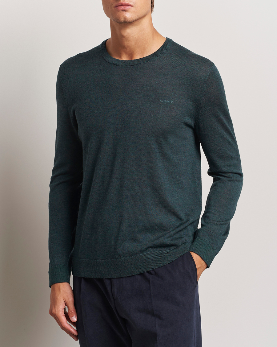 Homme | Pulls Et Tricots | GANT | Extrafine Merino Wool C-Neck Tartan Green